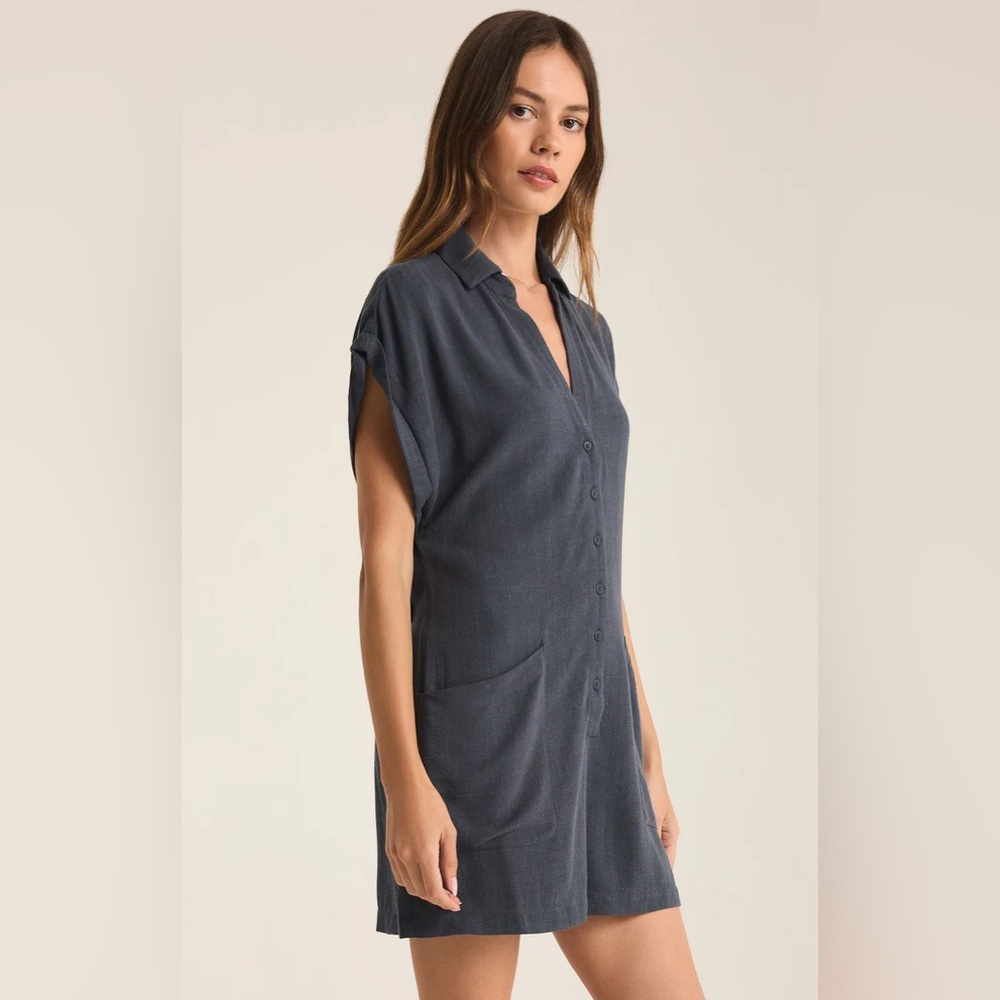Cloth & Stone Gray Button-Down mini Dress